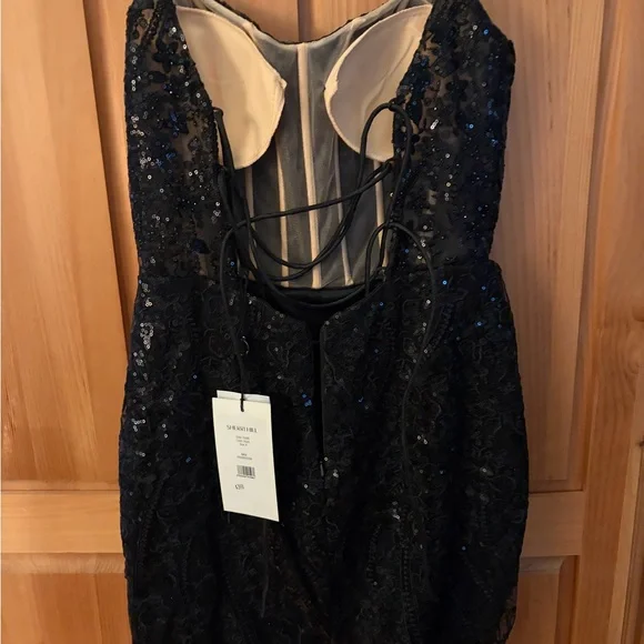Sherri Hill Black Sequin Mini Dress - Picture 3 of 6